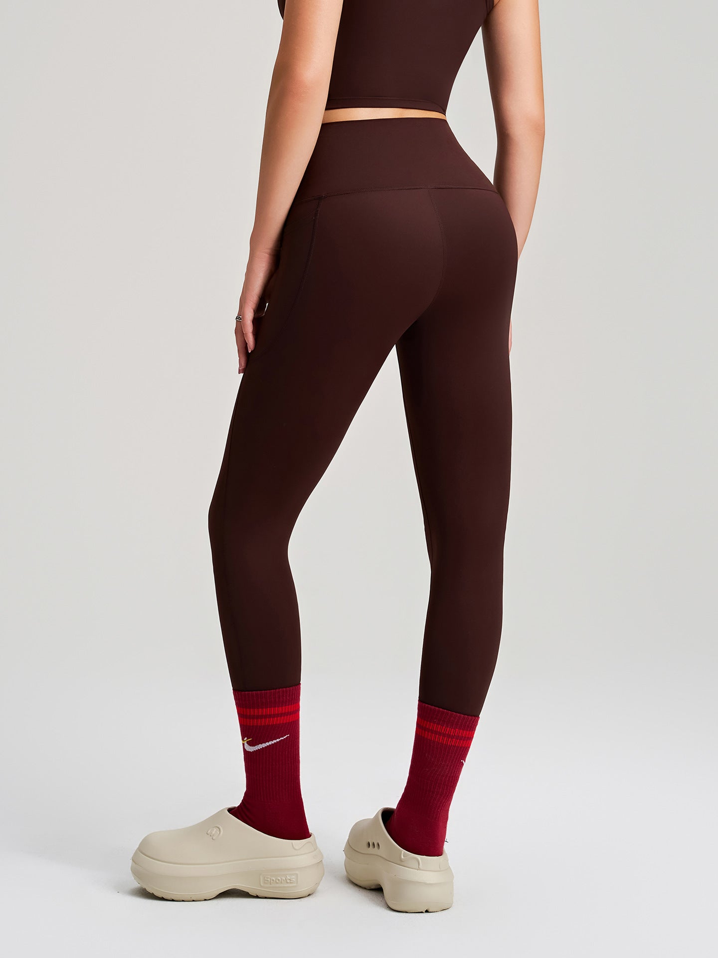 Nude Feel Yoga Butt Lift Underwear Peach Hip High Elastic Tights with Pockets Running Yoga Pants Women