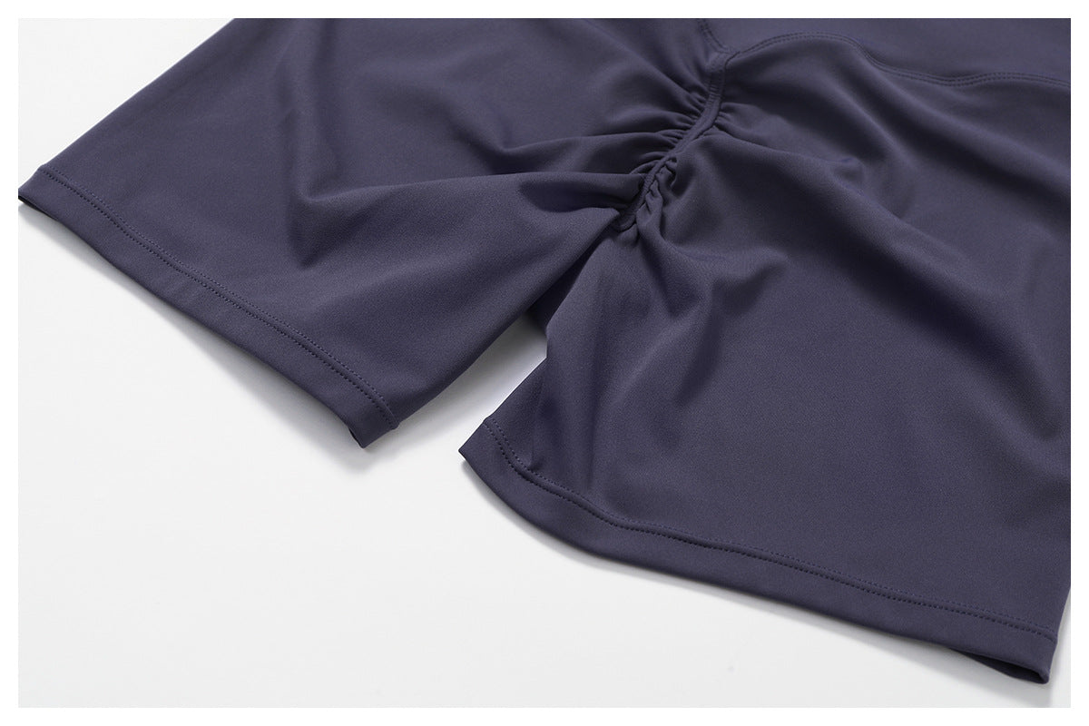 Sollinarry Sustainable Recycled Nude Feel Tight Yoga Shorts Outer Wear Running Workout Pants Cross High Waist Workout Shorts Women
