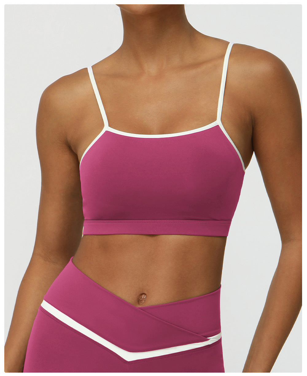 Color Matching Nude Feel Thin Strap Yoga Bra Tight Summer Running Exercise Underwear Shockproof Fitness Vest for Women
