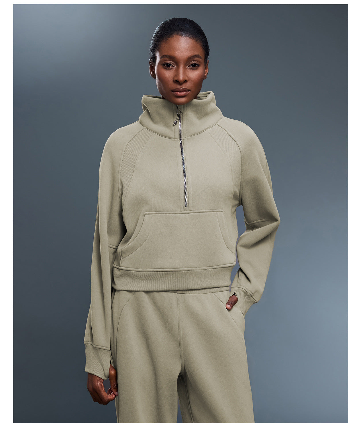 Sports Sweater Women Autumn Winter Fleece lined Half Open Zipper Turtleneck Pullover Outer Wear Warm Jacket