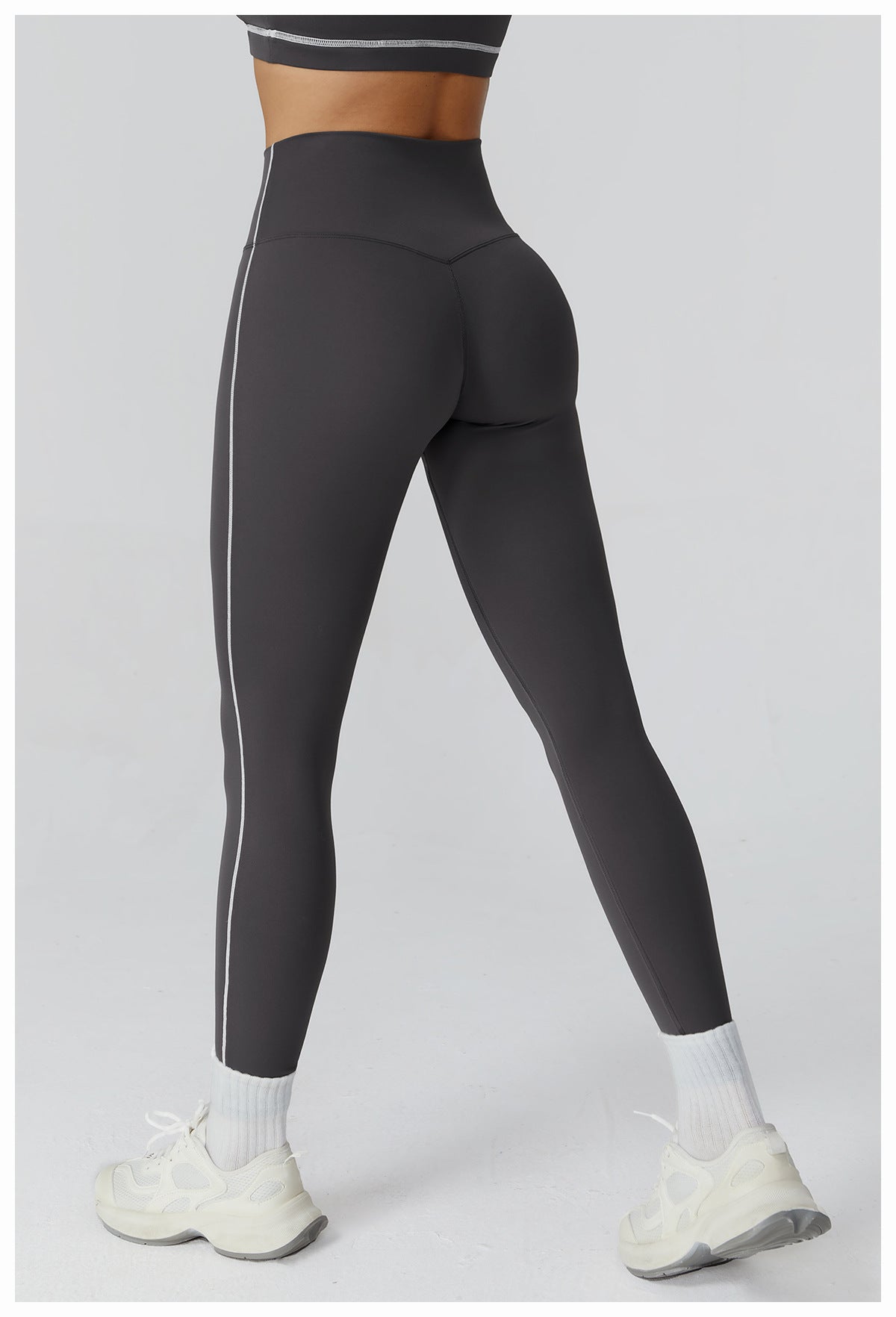 Sollinarry Contrast Color Brushed Yoga Trousers High Waist Tight Trousers Outdoor Cycling Running Exercise Workout Pants