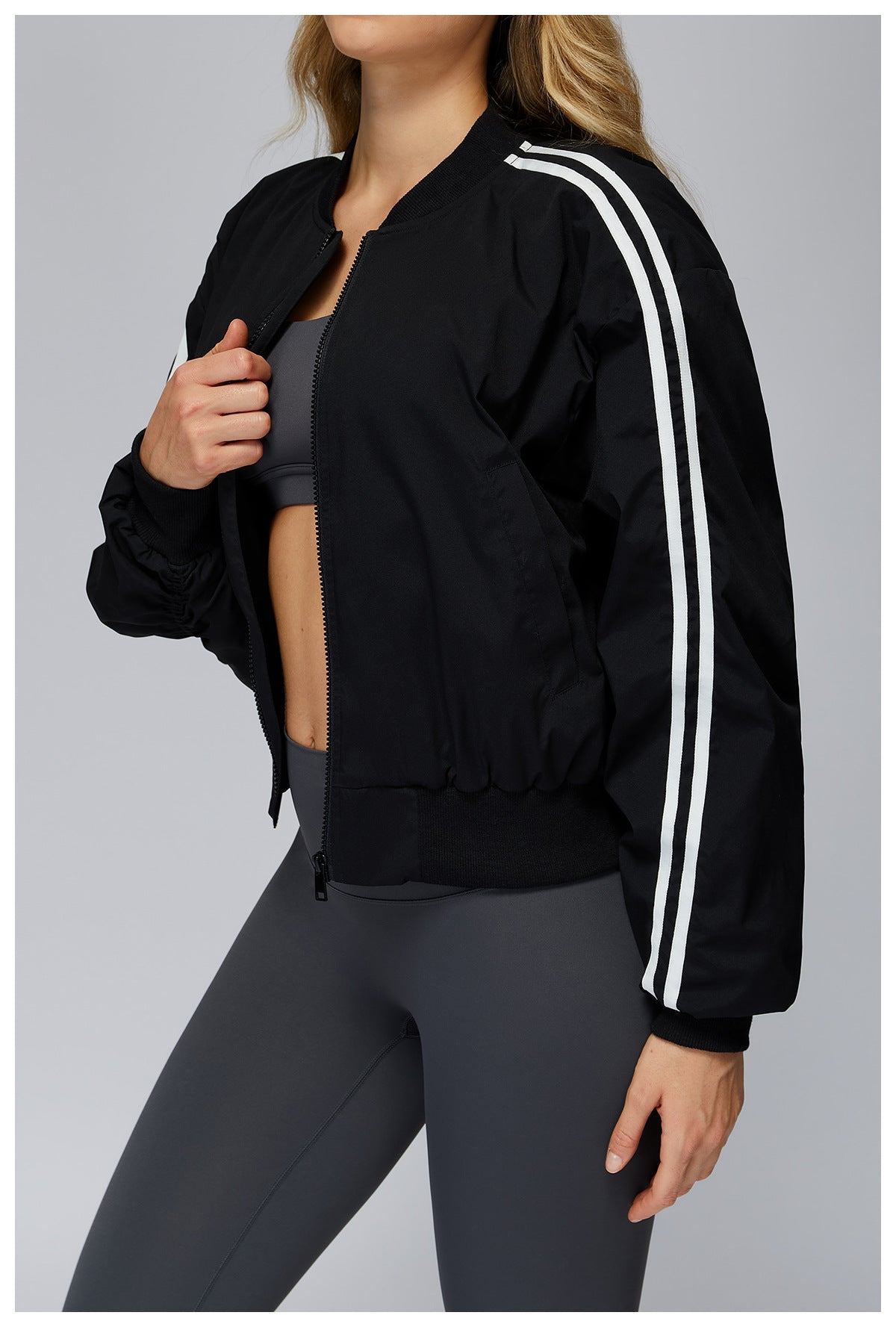 Autumn Winter Loose Cotton Coat Coat Pocket Zipper Thermal Sports Coat Outdoor Mountaineering Running Top