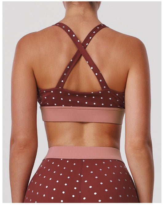 Push up Color Matching Dot Sexy Yoga Underwear Cross Beauty Back High Elastic Sports Underwear Training Workout Clothes