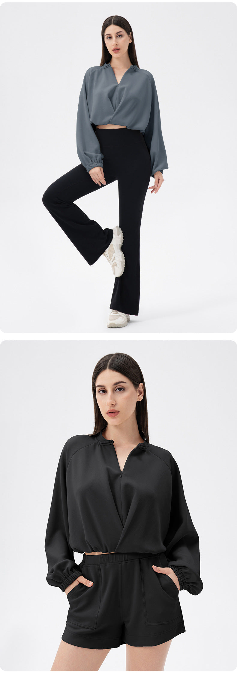 Women Autumn Winter Chinese Yoga Clothes Coat Modal Air Layer Loose Warm Running Fitness Sports Sweater