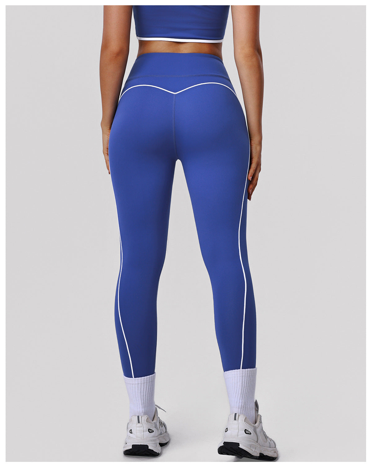 Contrast Color Nude Feel Yoga Pants Tight Hip Training Workout Pants Outdoor Running Sports High Waist Cropped Pants