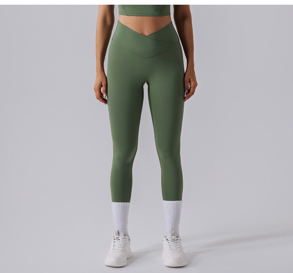 Nude Feel Running Outerwear Elastic High Waist Hip Raise Belly Contracting Fitness Pants Quick Dry Training Sports Skinny Yoga Pants