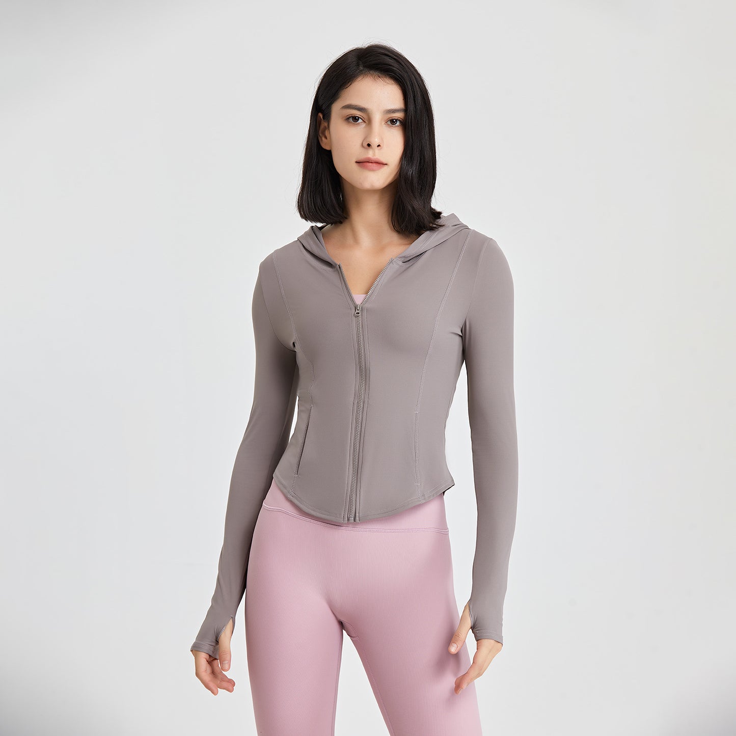 Nude Feel Autumn Winter Yoga Clothes Coat Long Sleeved Zipper Cardigan Women Hooded Running Sports Workout Clothes Top