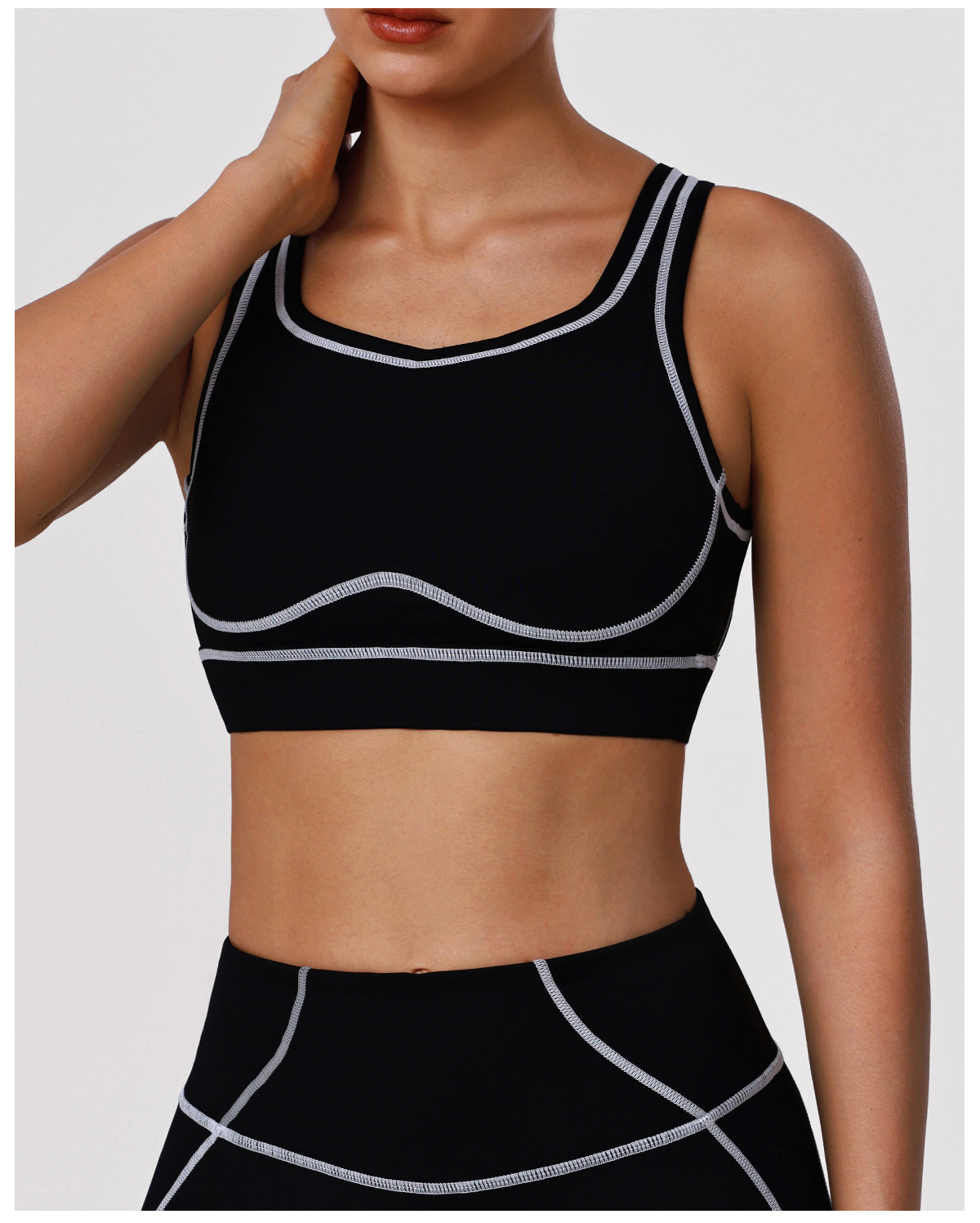 Sports Yoga Shaping Bra Contrast Color Shockproof Training Workout Underwear Hollow Out Cutout-out Beauty Back Sports Vest with Pad