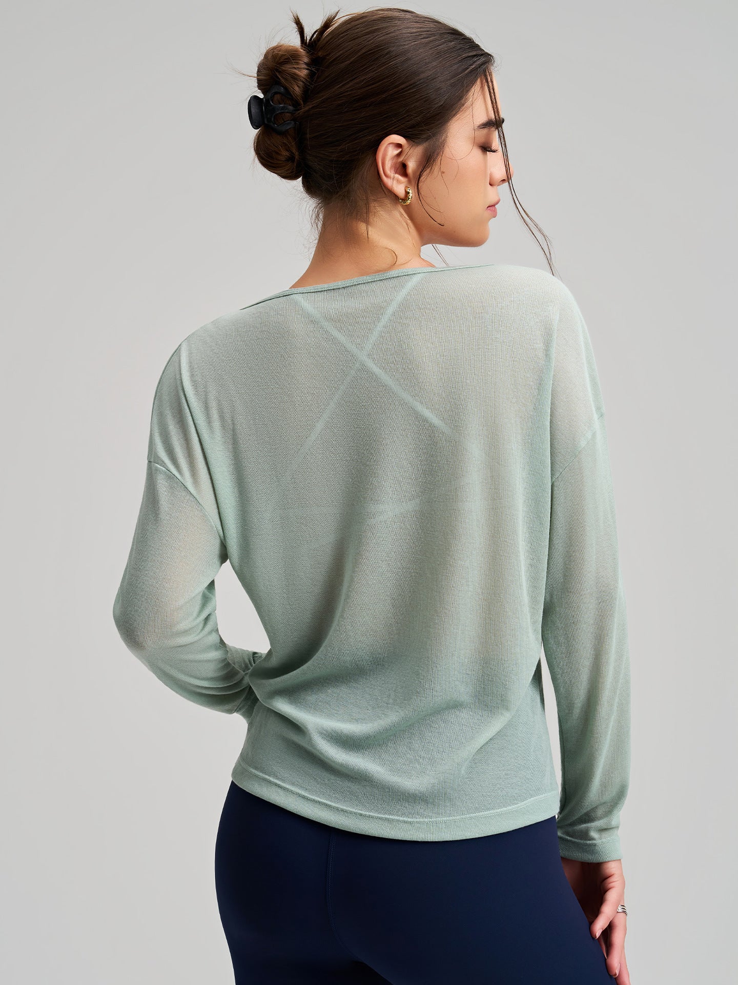 Loose Thin Yoga Clothes Women Breathable Sports Fitness Top Pilates Long Sleeve Blouse