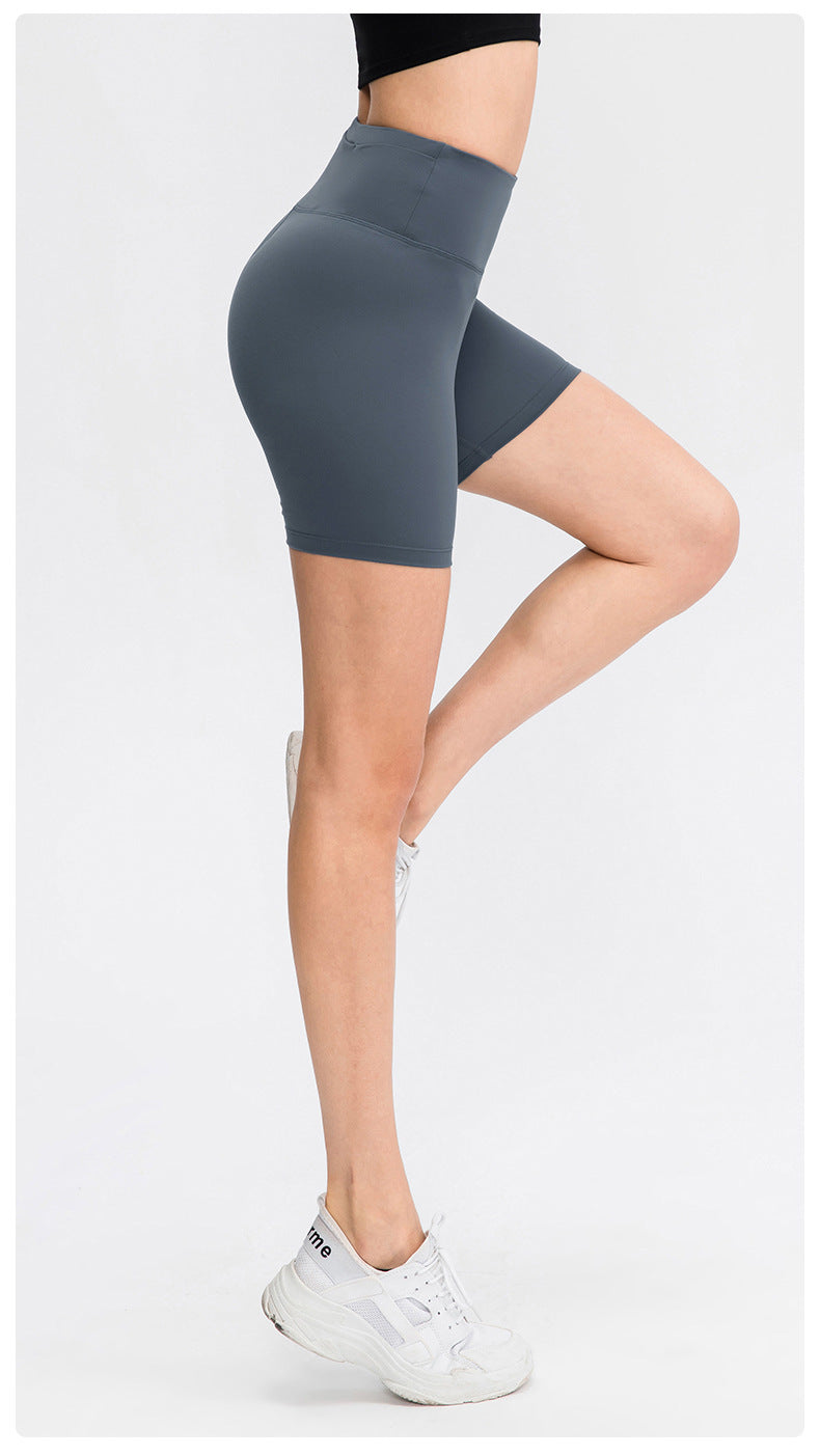 Nude Feel Yoga Shorts Women Double Sided Brocade Brushed Tight Sports Pants High Waist Hip Lift Fitness Shorts