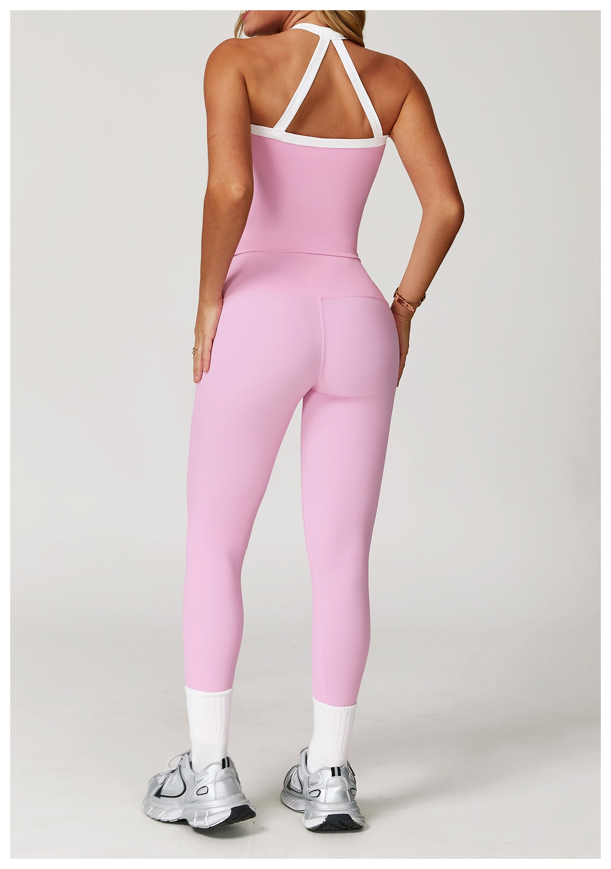 Sollinarry Nude Feel Yoga Pants High Waist Contrast Color Quick Drying Trousers Sports Running Fitness Sports Tights