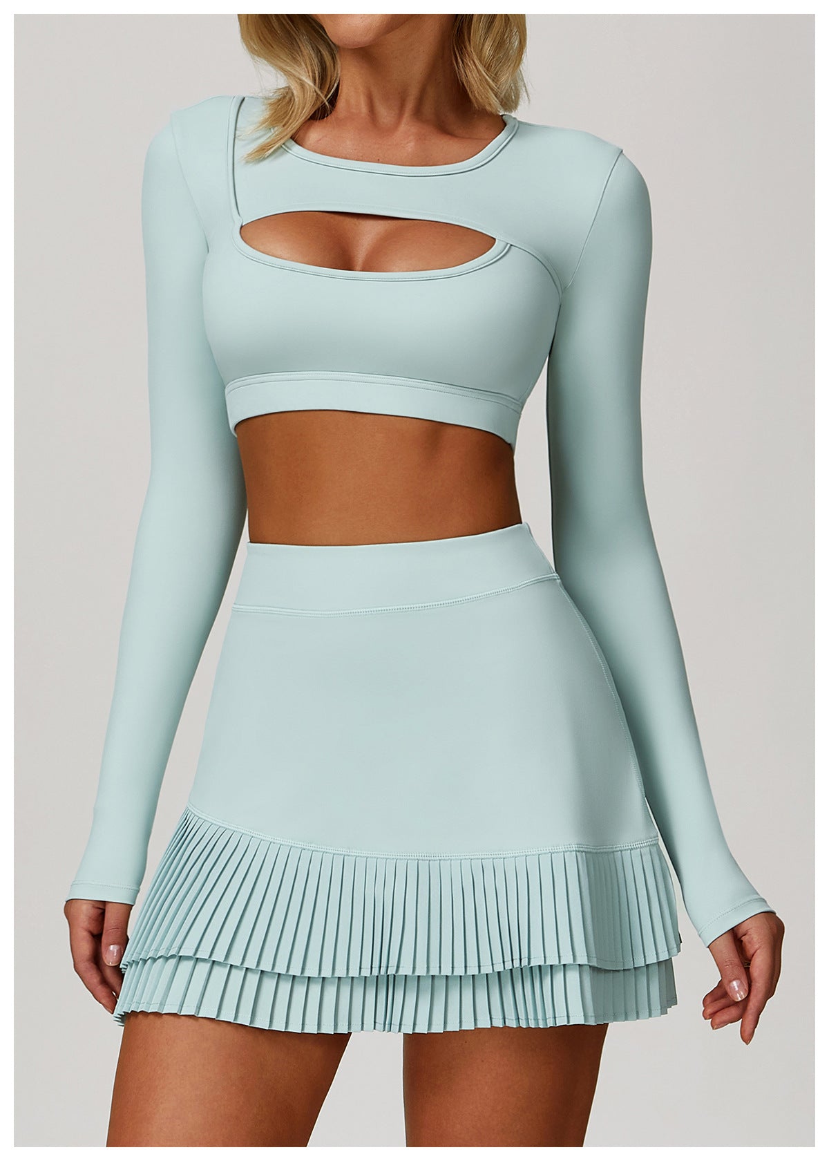 Sollinarry Nude Feel Tight Yoga Long Sleeve Shockproof Sports Hollow Out Cutout T shirt Running Workout Yoga Top