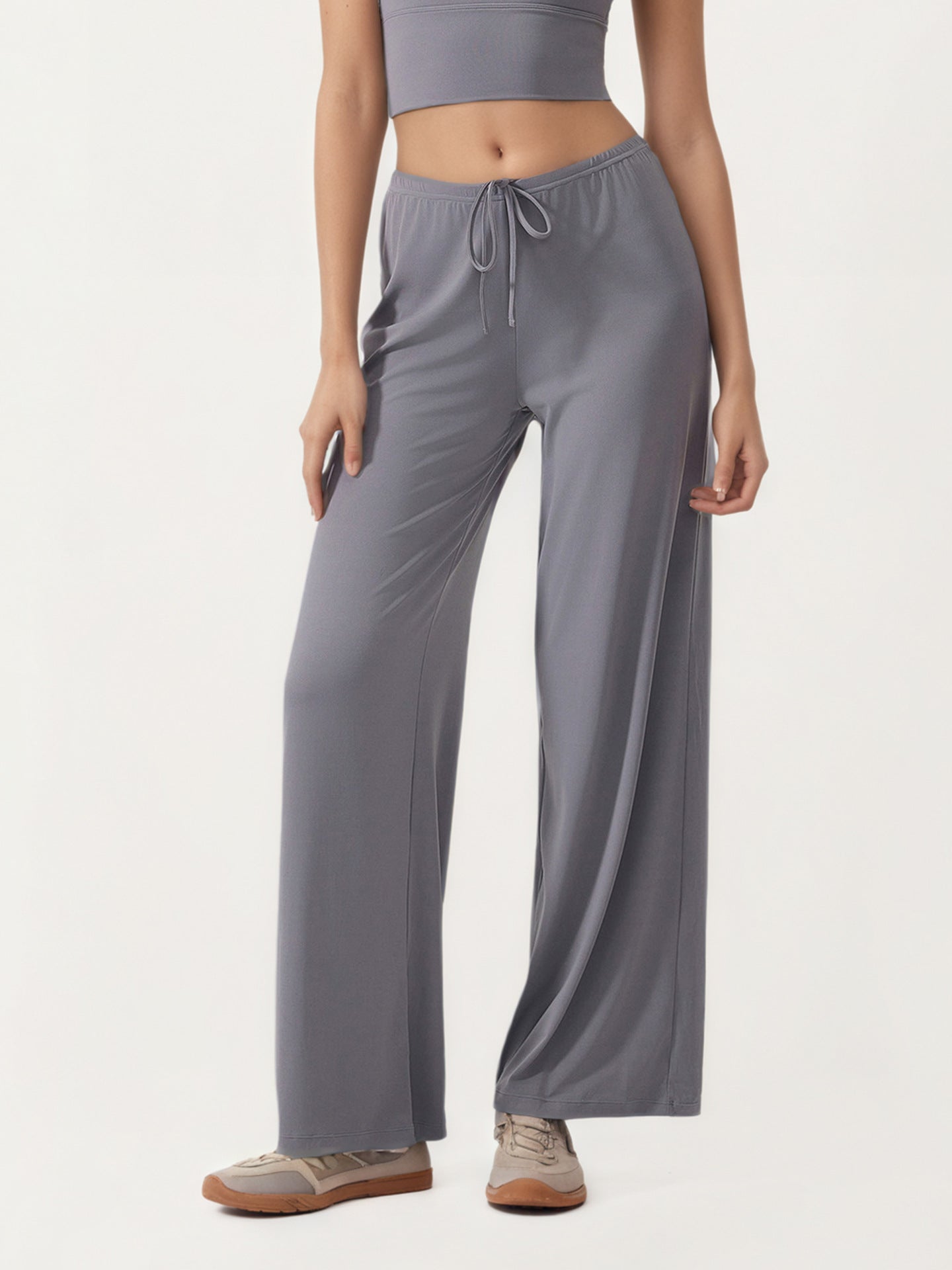 Yoga Pants Women Summer Cool Feeling Wide Leg Straight Pants Antibacterial Loose Slimming Draping Effect Running Exercise Workout Pants
