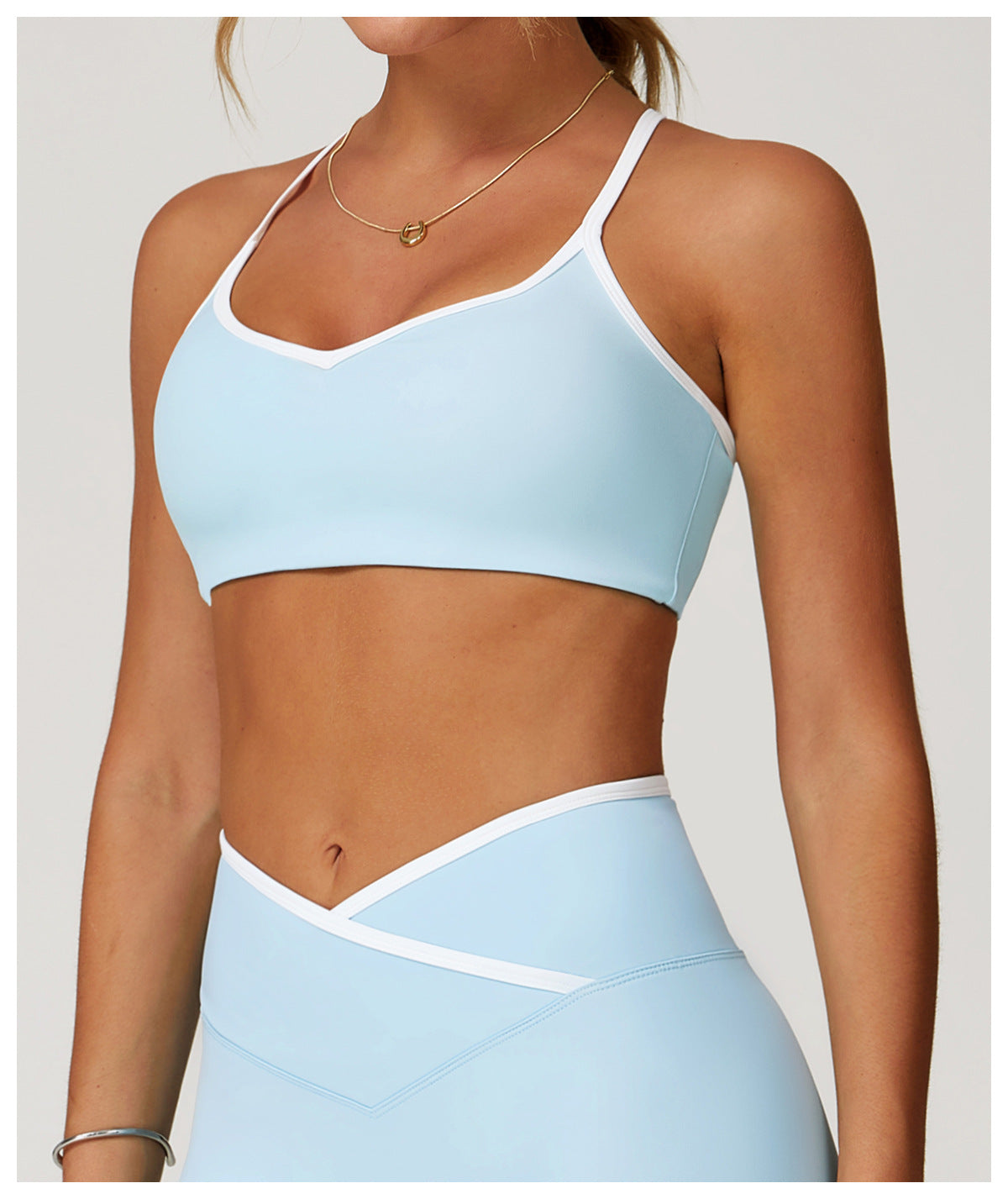 Sollinarry Nude Feel Yoga Bra Hollow Out Cutout out Beauty Back Contrast Color Quick Drying Bra Sports Running Workout Underwear