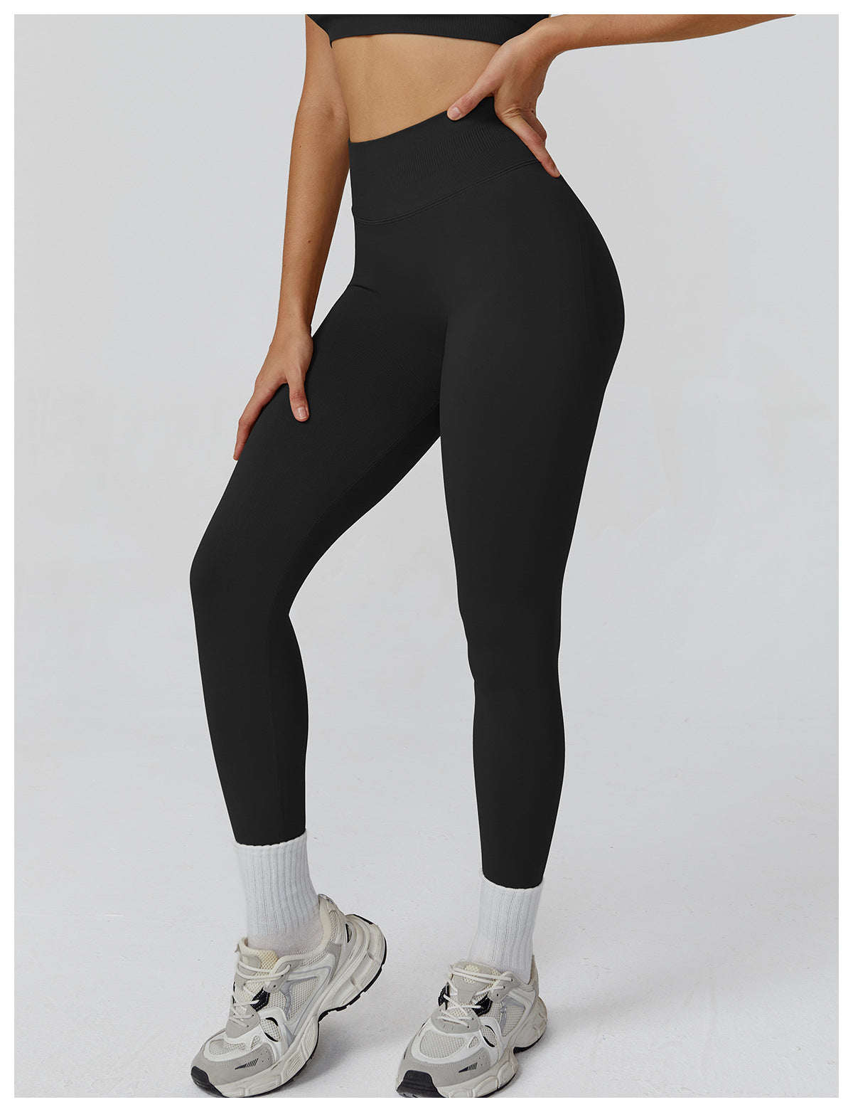 Seamless Tight Yoga Trousers High Waist Pleated Peach Hip Sports Trousers Outdoor Running Fitness Clothes