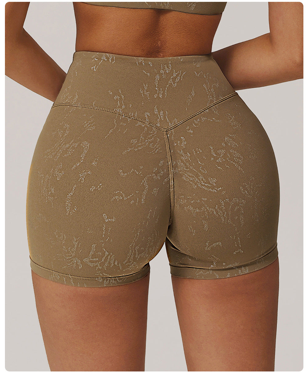Silver Tight High Grade Yoga Shorts Women Hip Lifting Nude Feel Fitness Pants Running Quick Drying Sports Shorts