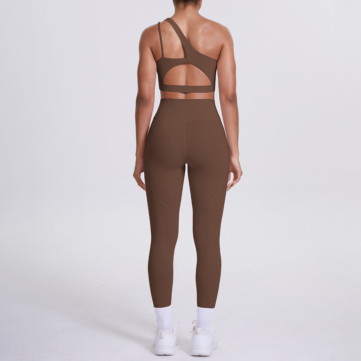 Oblique One Shoulder Beauty Back Yoga Bra Nude Feel Sports Underwear Running Yoga Pants Fitness Pocket Trousers Set