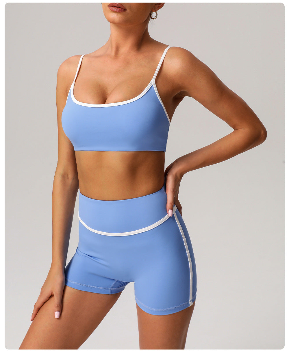 High Top Sports Suit Women Contrast Color Beauty Back Tight Nude Feel Yoga Suit Suit Running Fitness Yoga Wear