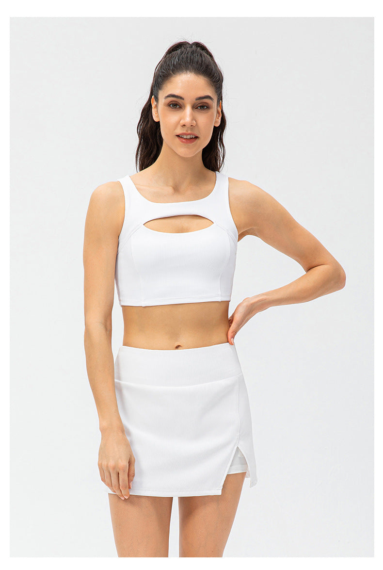 Spring Summer Women Yoga Workout Bra Hollow Out Cutout Out Sexy With Breast Pad Shockproof Running Exercise Underwear Vest