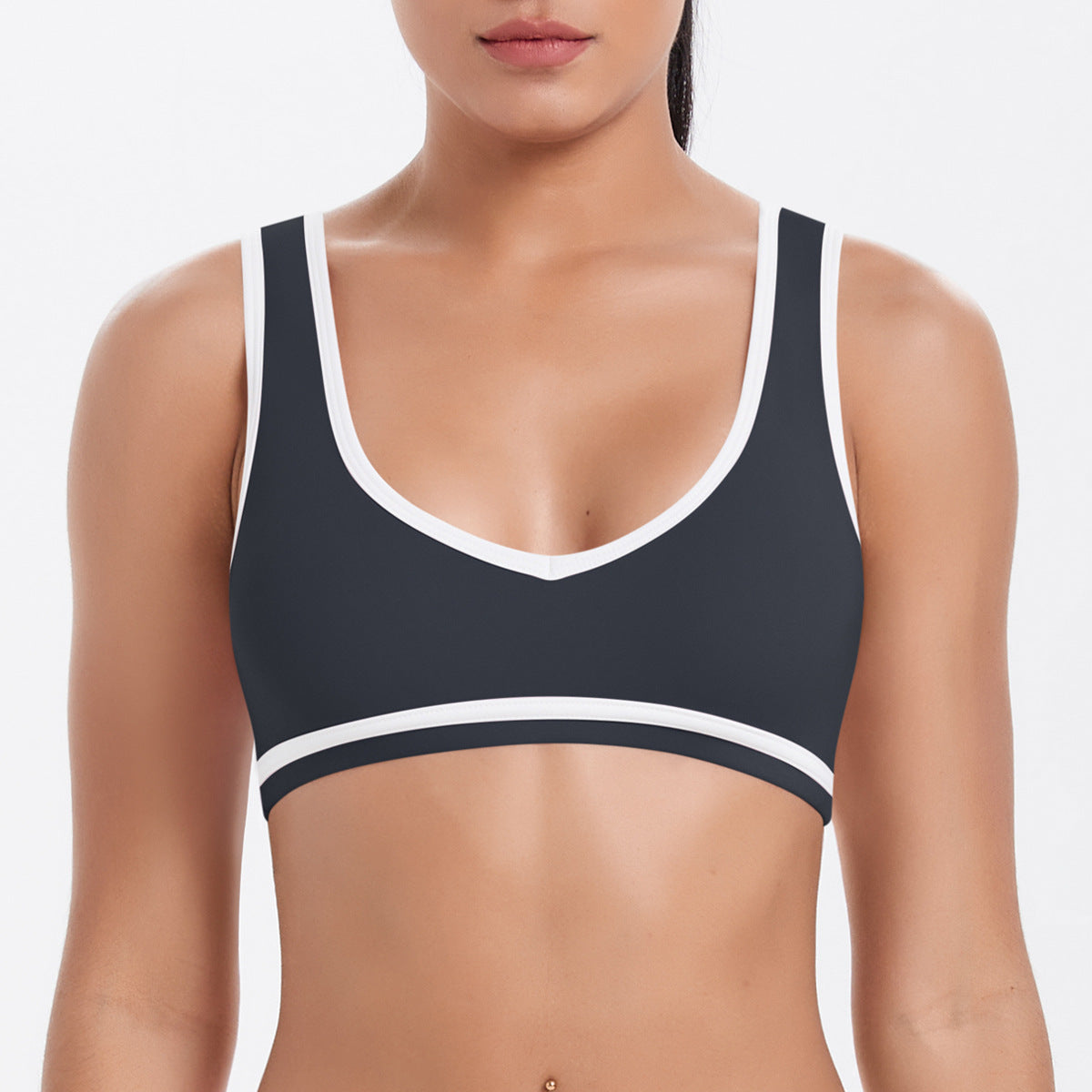 Tight Nude Feel Contrast Color Sports Back Shaping Women Backless Yoga Bra Tennis Workout Clothes Outer Wear Sports Top
