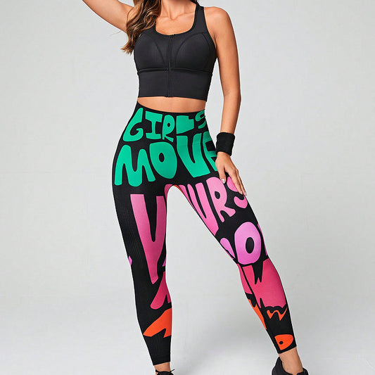 Graffiti Printing Yoga Pants Tight Seamless High Waist Hip Lift Quick Drying Nude Feel Breathable Sports Fitness Yoga Pants Yoga Pants