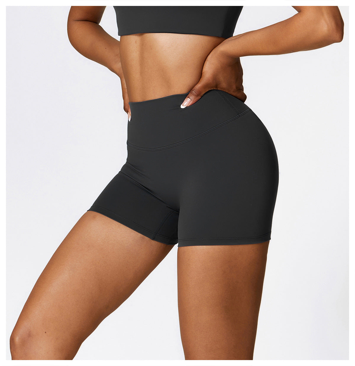 Brushed Tight Yoga Shorts Women High Waist Belly Contracting Fitness Pants Hip Lifting Running Exercise Shorts