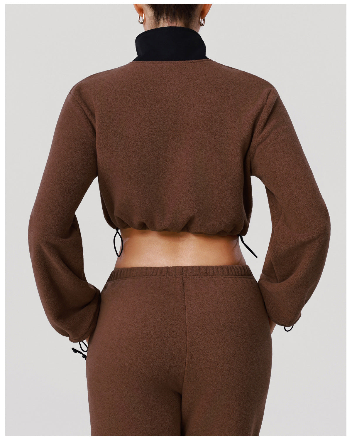 Autumn Winter Thick Polar Fleece Sports Slim Fitting Coat Warm Stand Collar Zipper Pocket Fitness Long Sleeved Upper Garment