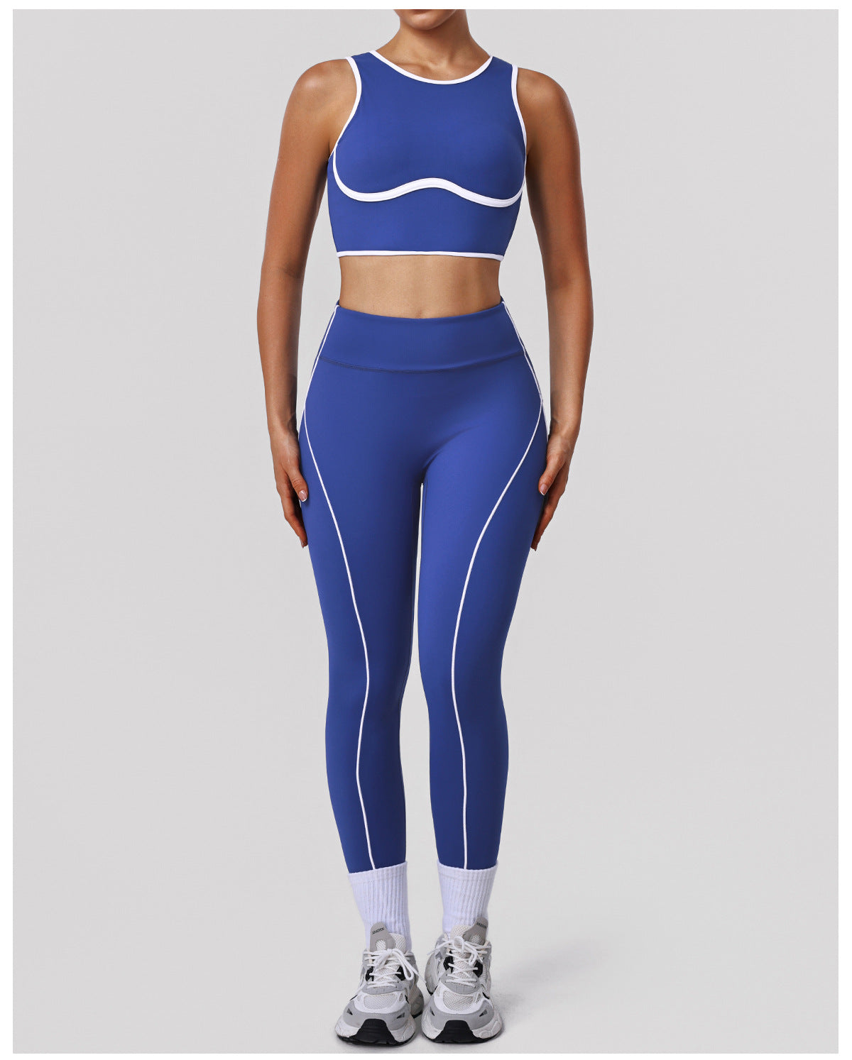 Contrast Color Nude Feel Yoga Pants Tight Hip Training Workout Pants Outdoor Running Sports High Waist Cropped Pants