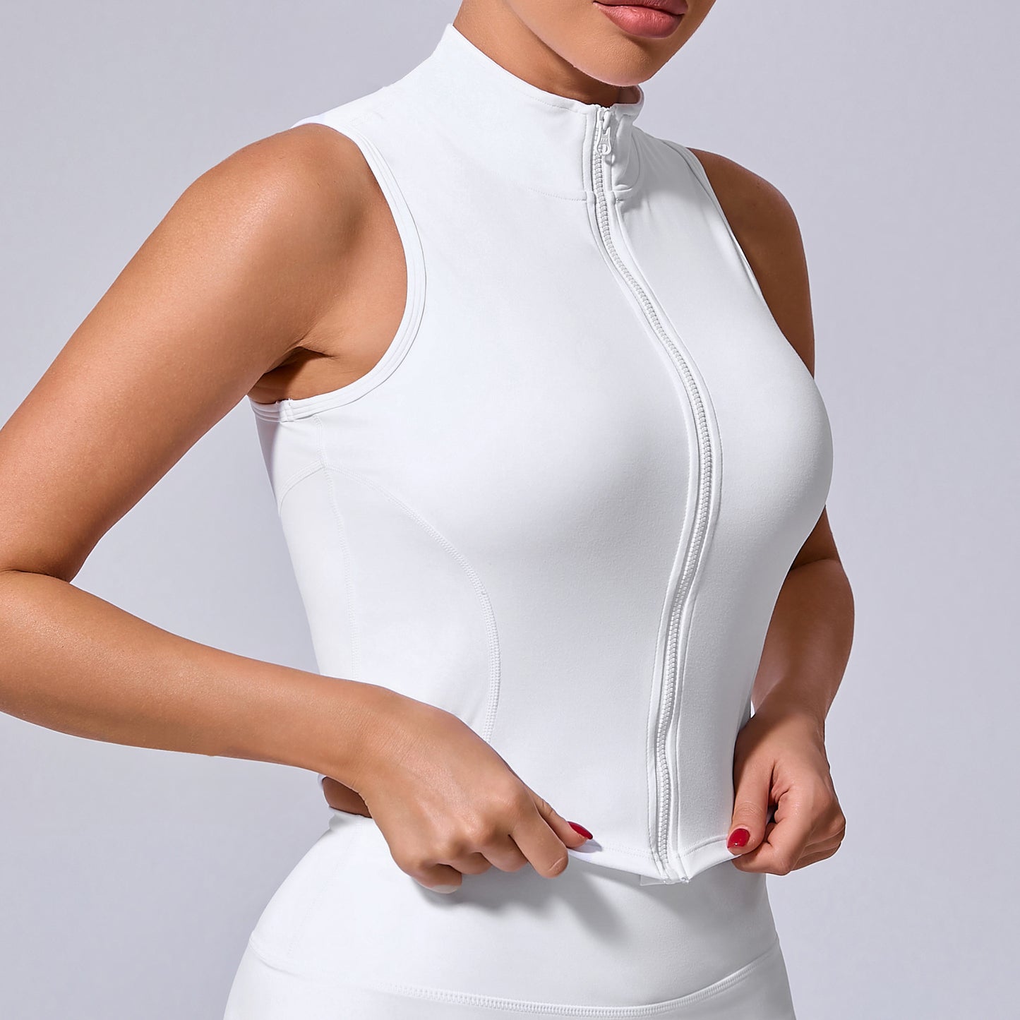 Exercise Sleeveless Stand Collar Jacket Women Zipper Coat Yoga Jacket Autumn Winter Running Training Quick Drying Vest