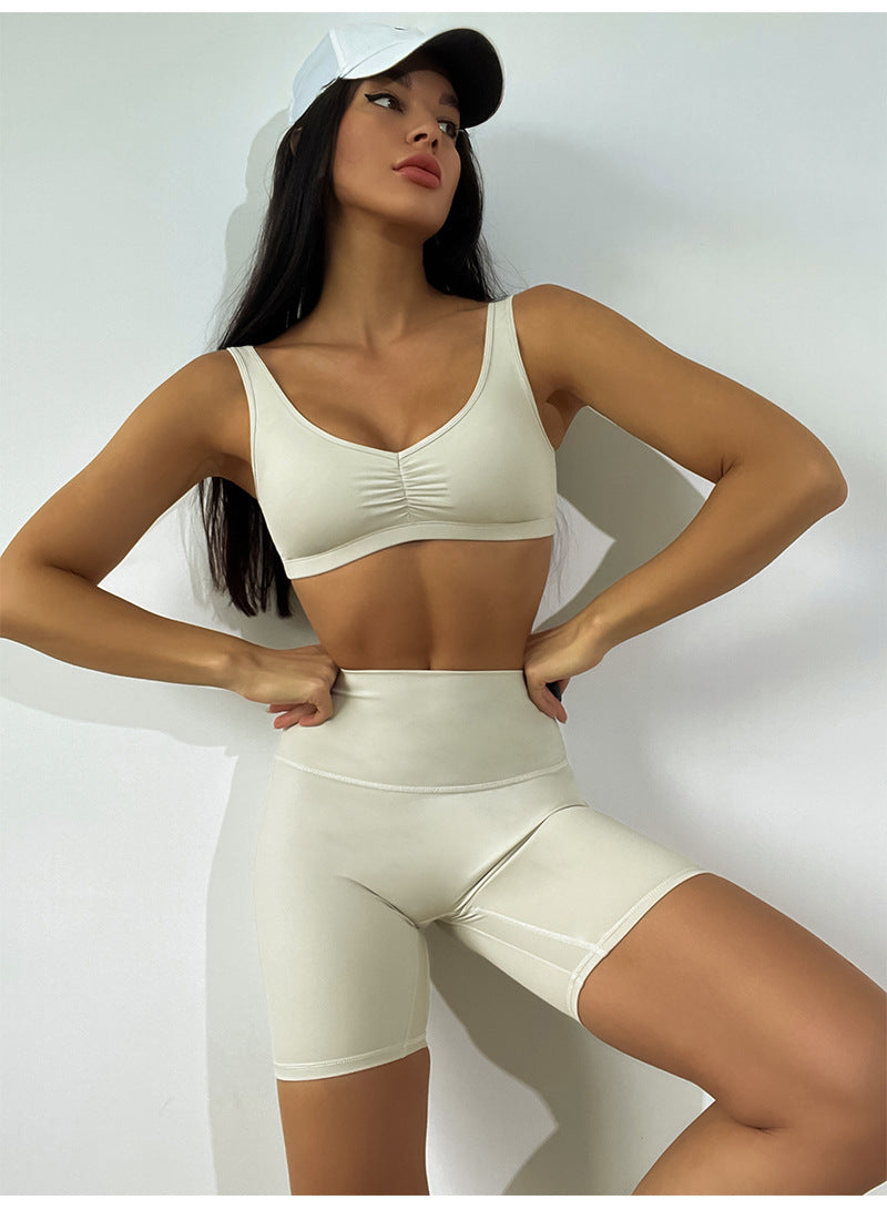 Pleated Design Yoga Clothes Women Hip Raise High Waist Pleated Yoga Shorts Trousers Sports Workout Clothes Women