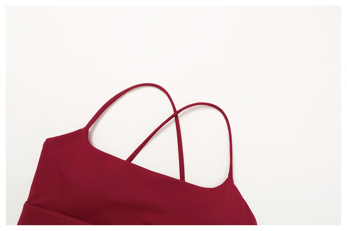 Summer Nude Feel Sports Underwear Cross Back High Grade Yoga Bra Running Workout Vest Women