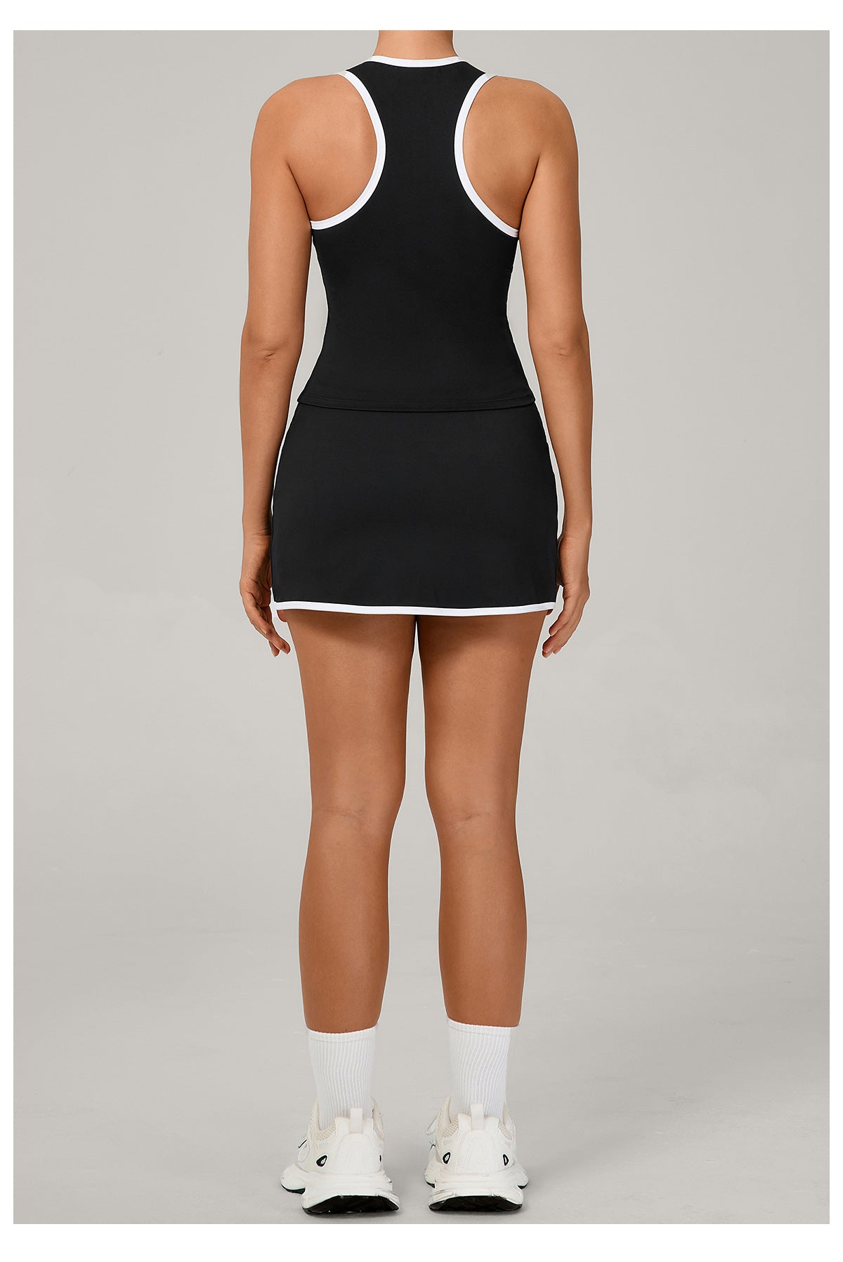 Autumn Sand Skirt Set Tennis Contrast Color Vest Fitness Exercise Yoga Set
