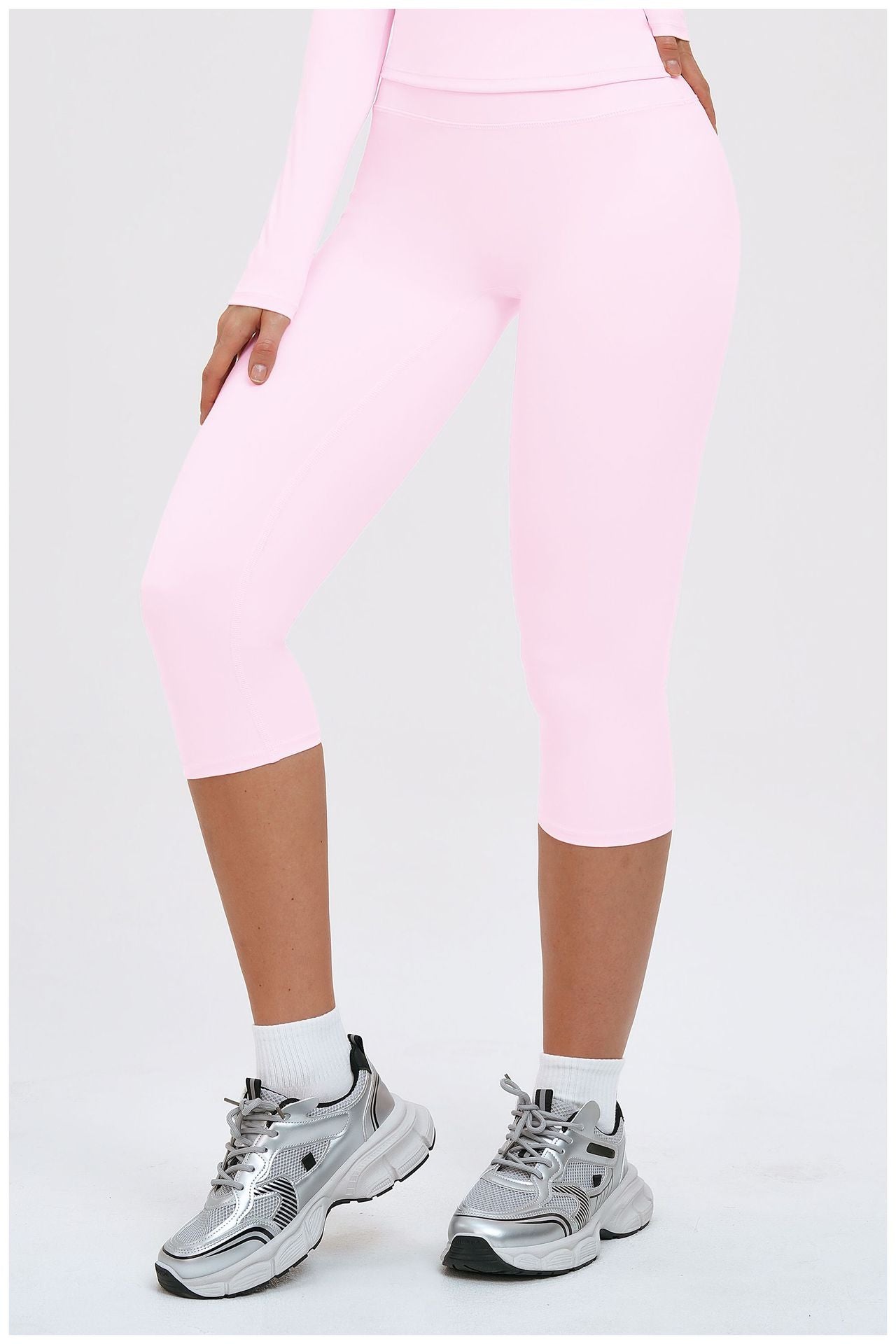 Brushed Yoga Knee Length Pants High Waist Tight Slimming Sports Pirate Shorts Running Outdoors Workout Clothes for Women