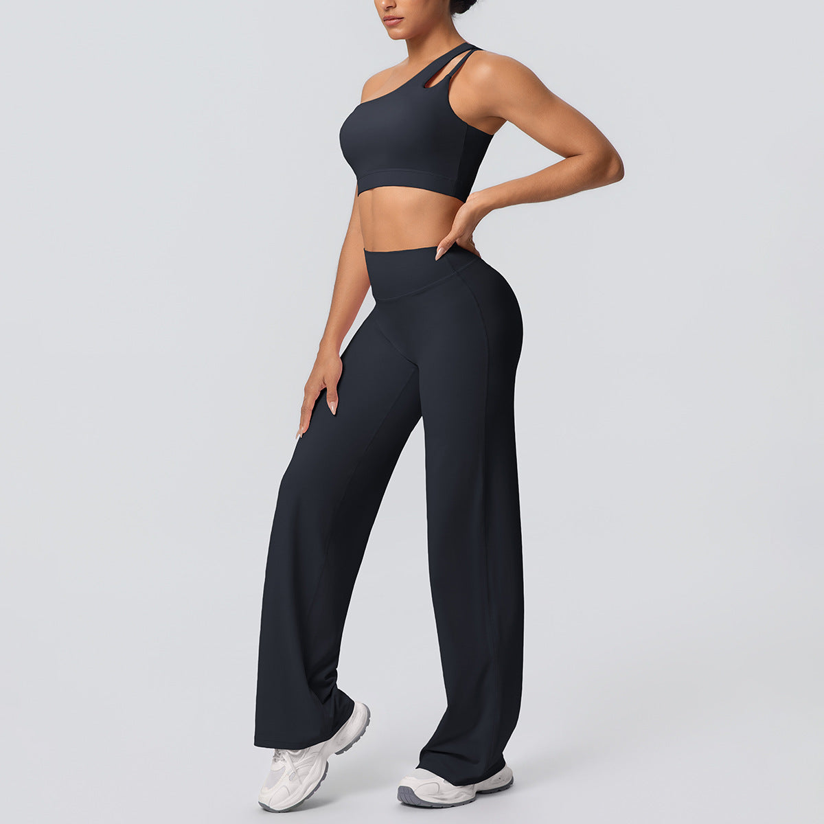 Oblique Shoulder Backless Bra Nude Feel Sports Vest Running Yoga Pants Fitness Straight-Leg Pants Yoga Set Women