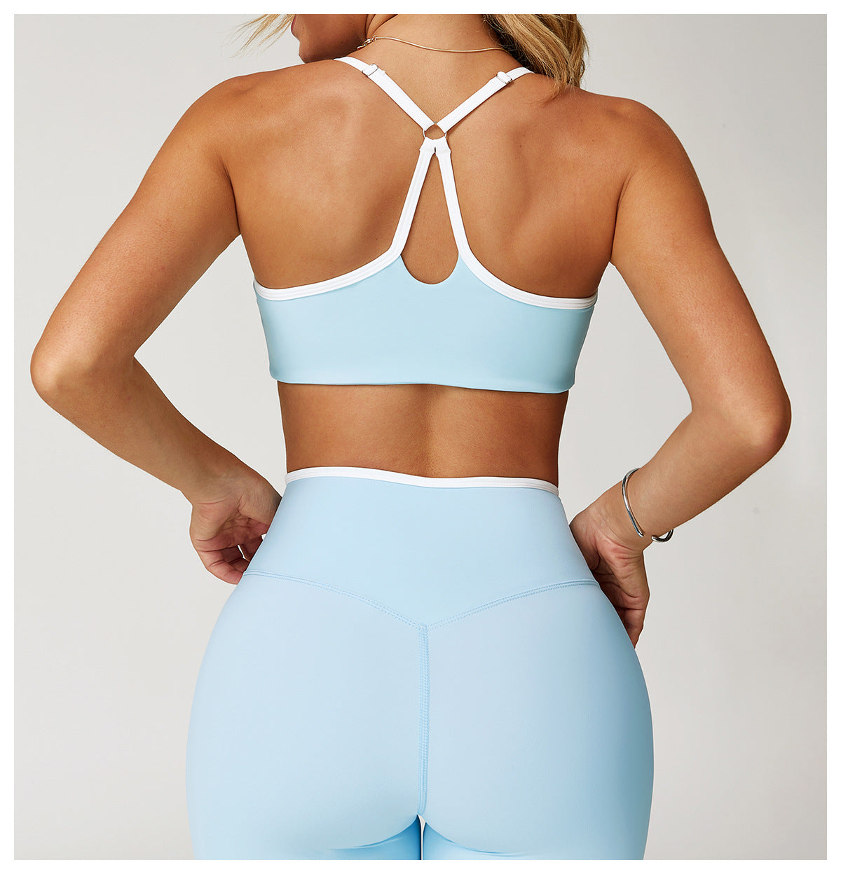 Sollinarry Nude Feel Yoga Bra Hollow Out Cutout out Beauty Back Contrast Color Quick Drying Bra Sports Running Workout Underwear