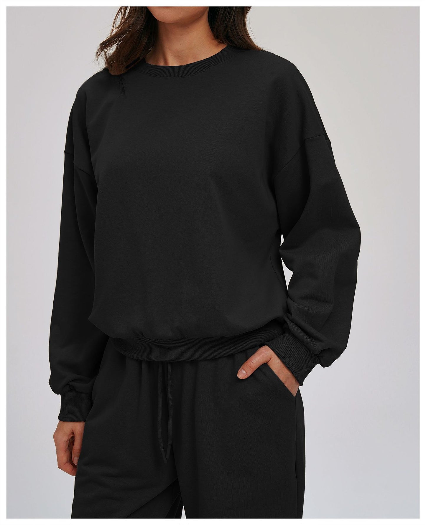 Comfortable round Neck Sweater Autumn Winter Long Sleeve Loose Casual Outdoor Top Outdoor Running Exercise Sweatshirt