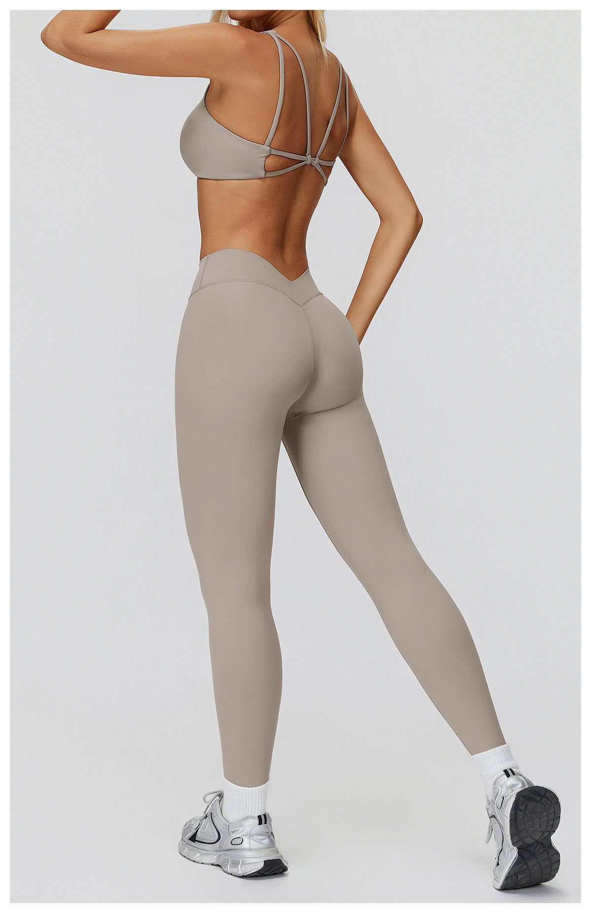 Brushed Yoga Pants High Waist Tight V Shaped Back Waist Sports Trousers Outdoor Running Cycling Workout Clothes