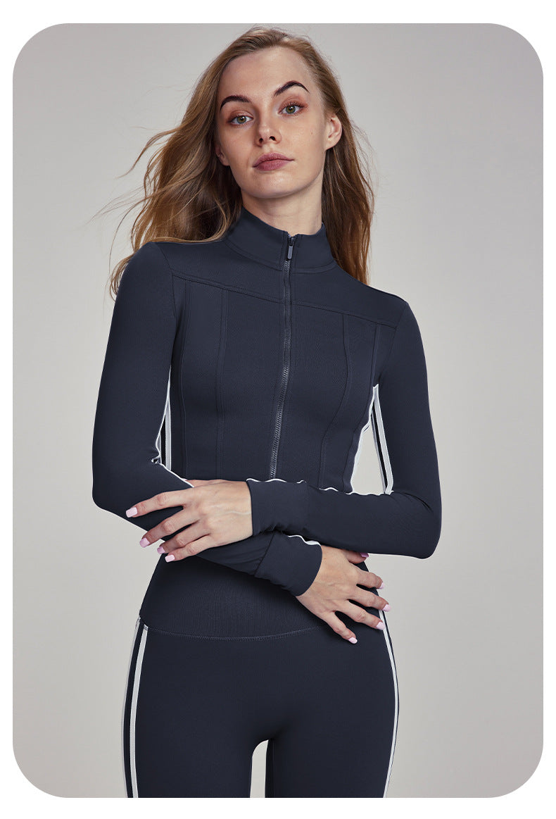 Arrival Yoga Clothes Women Two Piece Casual All Match Outdoor Running Fitness Clothes Stand Collar Sports Sets