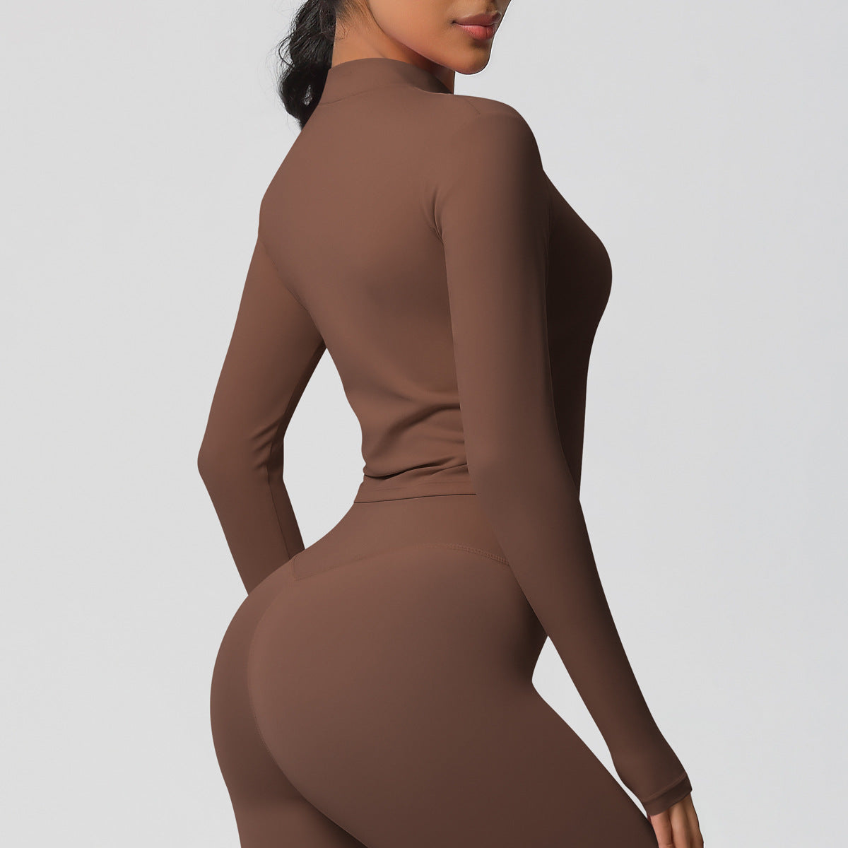 Nude Feel Sports Jacket Women Tight Training Workout Clothes Stand Collar Zipper Cardigan Nude Feel Yoga Clothes