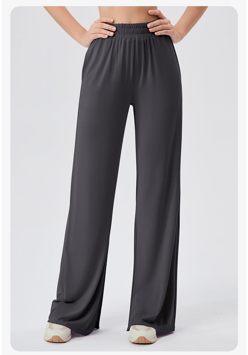 Women Loose Track Pants Modal Cool Breathable Casual Dance Pants High Waist Drooping Split Yoga Trousers
