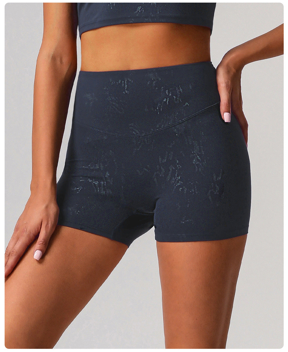 Silver Tight High Grade Yoga Shorts Women Hip Lifting Nude Feel Fitness Pants Running Quick Drying Sports Shorts