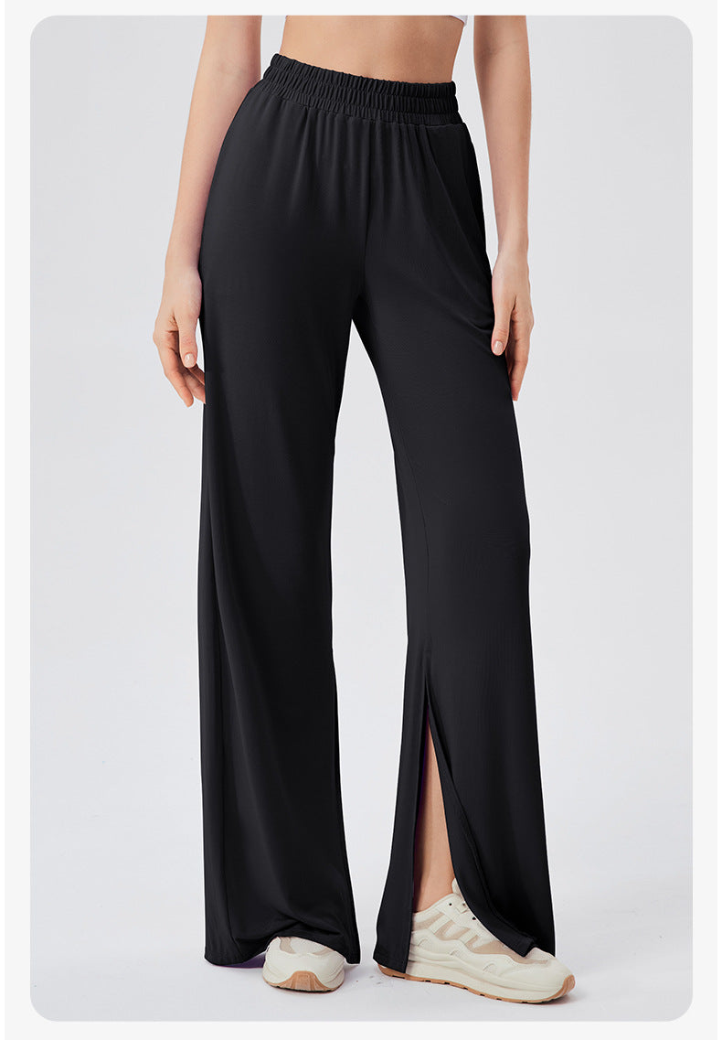 Women Loose Track Pants Modal Cool Breathable Casual Dance Pants High Waist Drooping Split Yoga Trousers