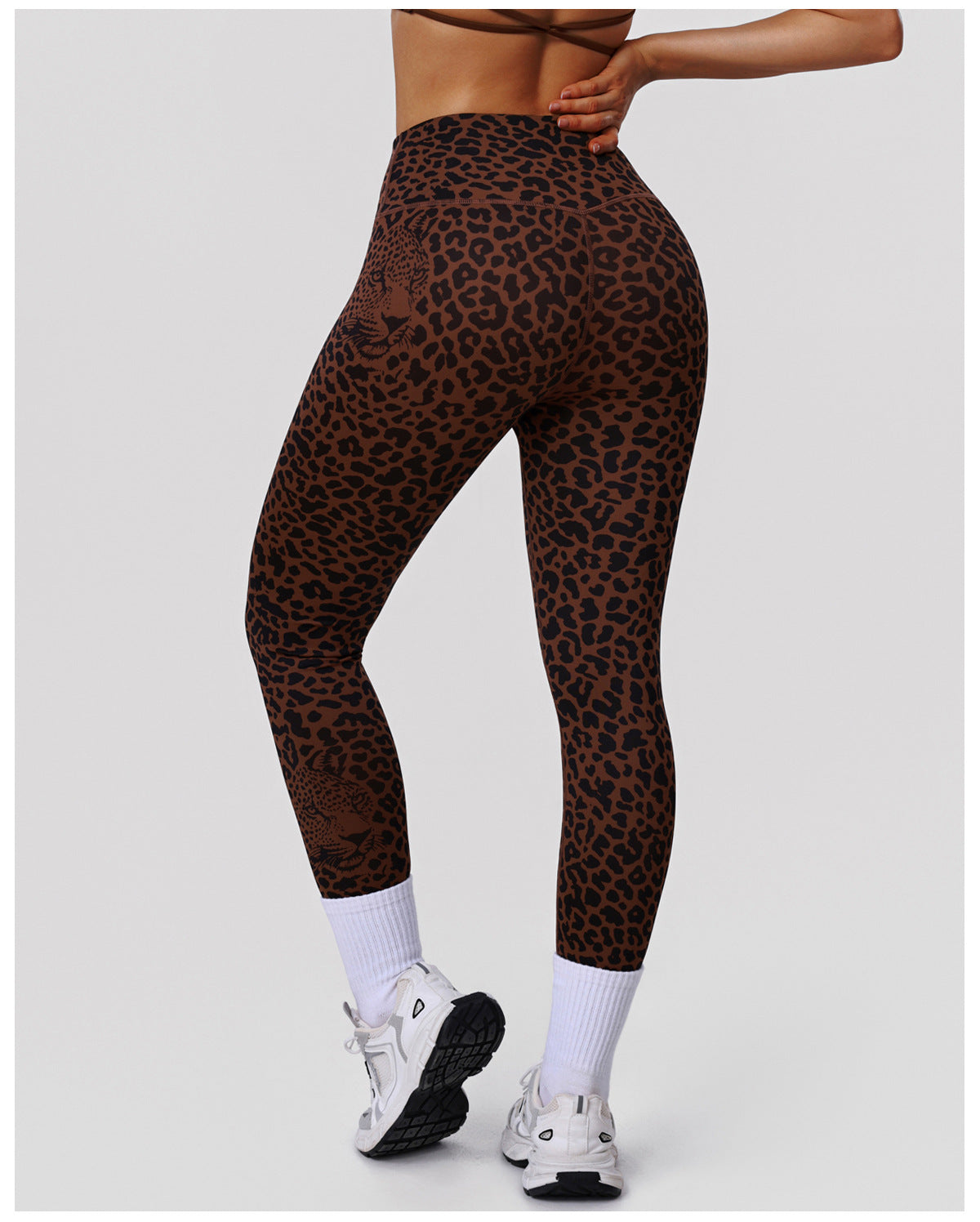 Leopard Print Peach Hip Raise Printed High Waist Yoga Pants Women Slim Fit Fitness Pants Outdoor Running Sports Ninth Pants