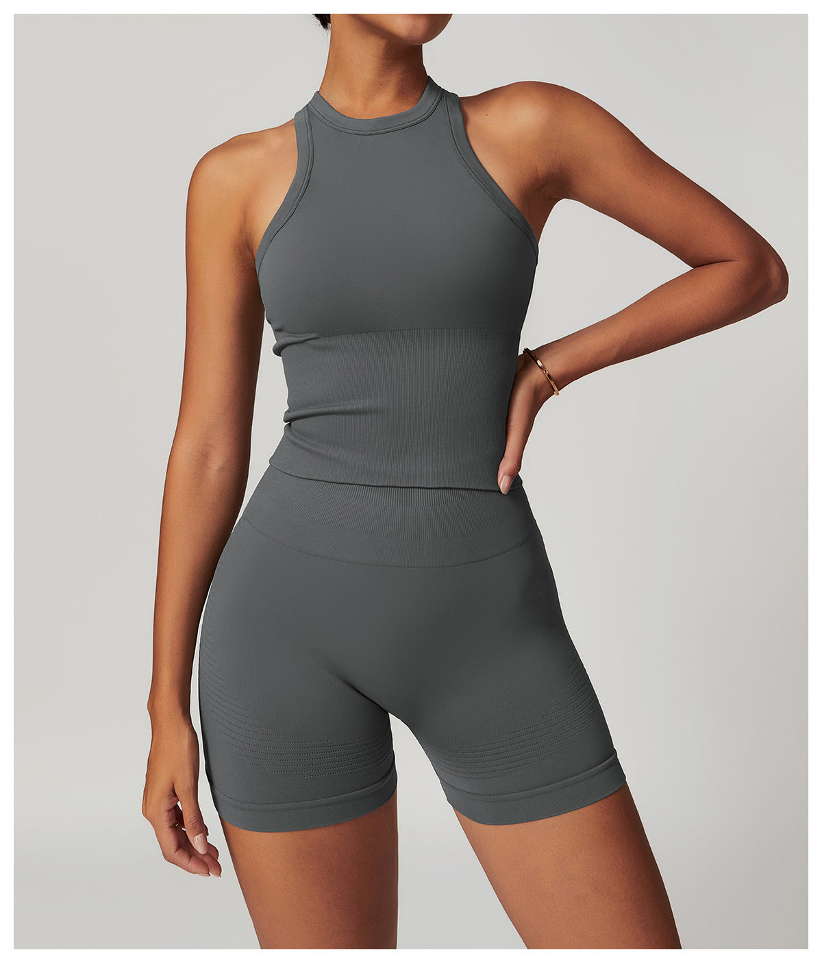 Sollinarry Seamless Tight I Shaped Beauty Back Yoga Vest One Piece Belly Covering Sports Top Yoga Clothes for Women