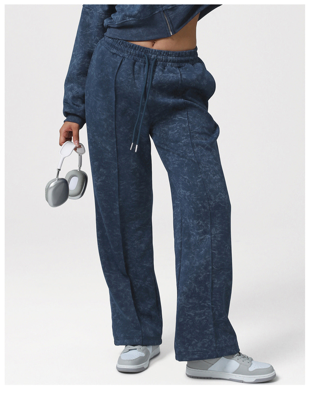 Casual Sports Autumn Winter Suit Irregular Asymmetric Pattern Print High Sense Two Piece Sets Warm Yoga Clothes
