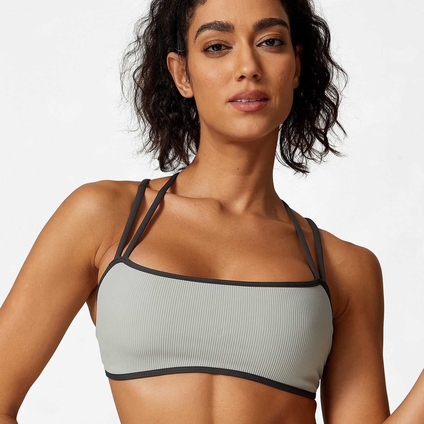 Sports Underwear Spaghetti Strap Contrast Color Vest Fitness Clothes Running Yoga Beauty Back Bra Women