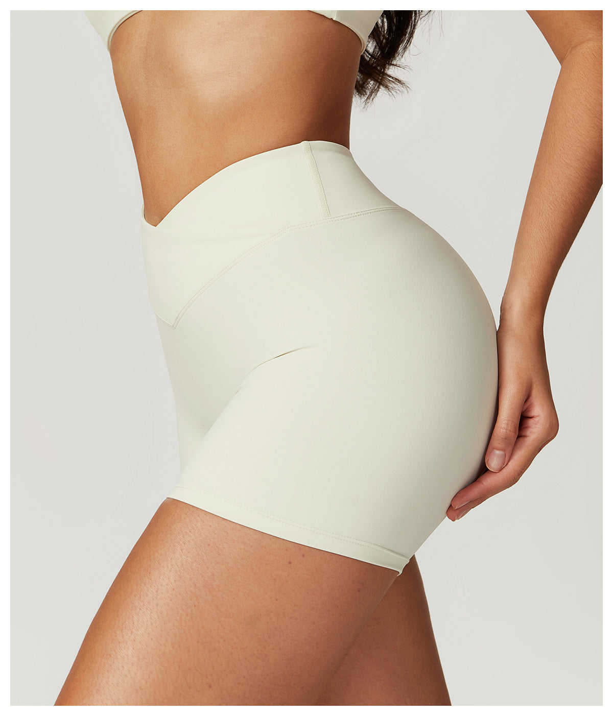 Sollinarry Sustainable Recycled Nude Feel Tight Yoga Shorts Outer Wear Running Workout Pants Cross High Waist Workout Shorts Women