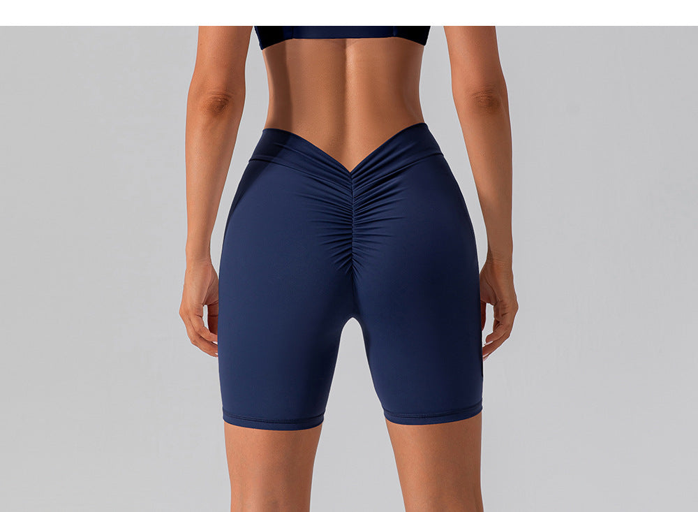 Elastic Brushed Yoga Pants Hip Lift Belly Shaping Slim Fit Fitness Pants Outer Wear Running Exercise Shorts Women