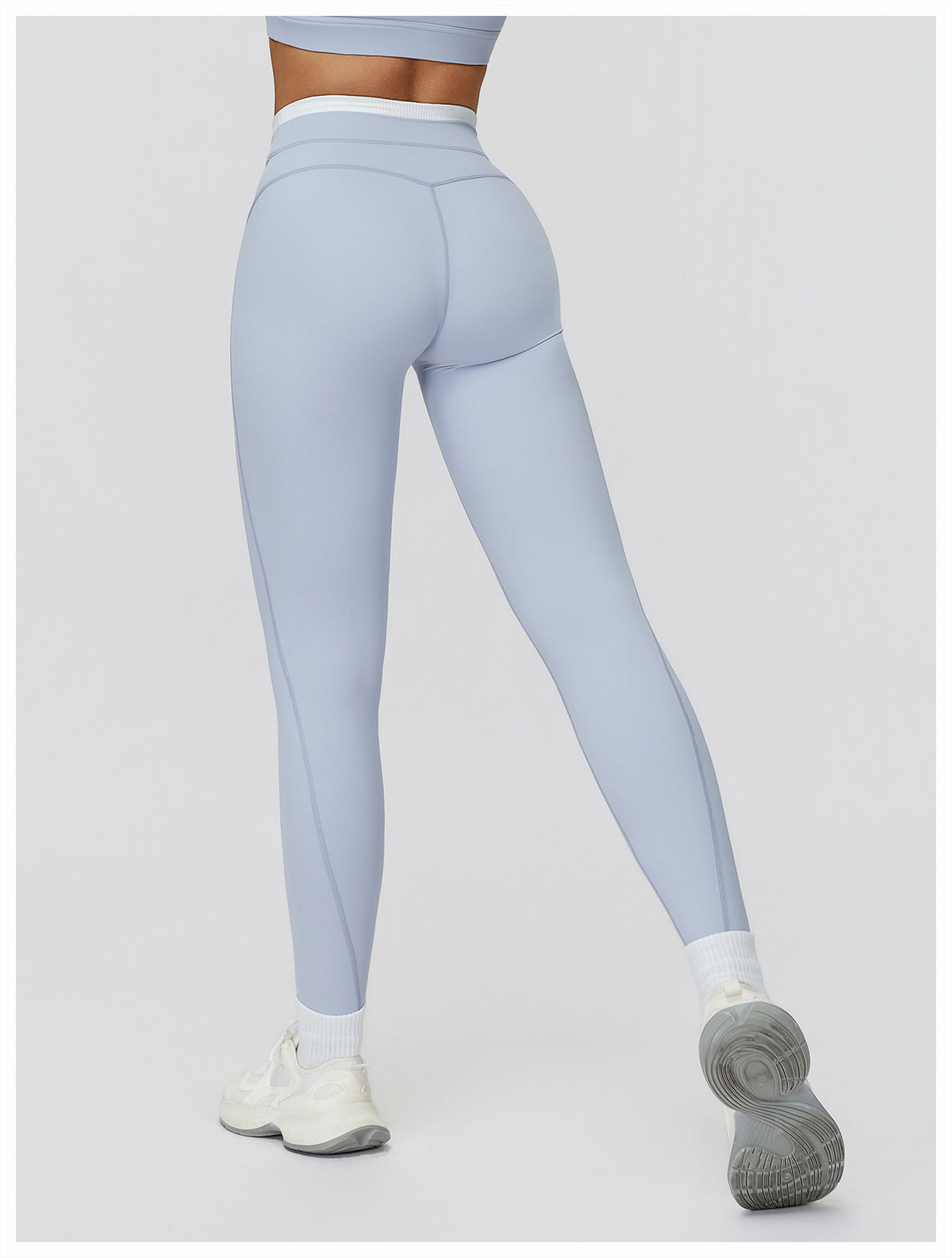 Nude Feel Yoga Trousers Thread High Waist Contrast Color Tight Trousers Women Sports Running Fitness Clothes