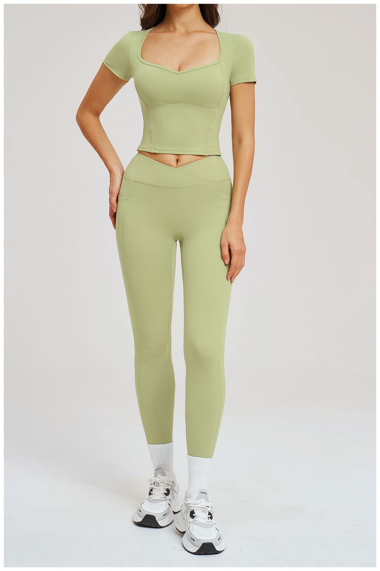 Spring Yoga Suit Tight Nude Feel Casual Set Outdoor Running Workout Exercise Outfit